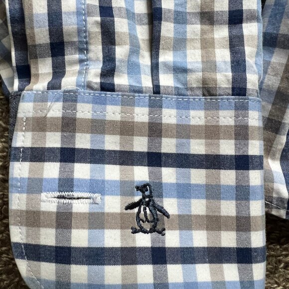Penguin by Munsingwear Men's Shirt Slim Fit Long Sleeve Plaid | Sz 16.5 36/37 - Picture 6 of 14